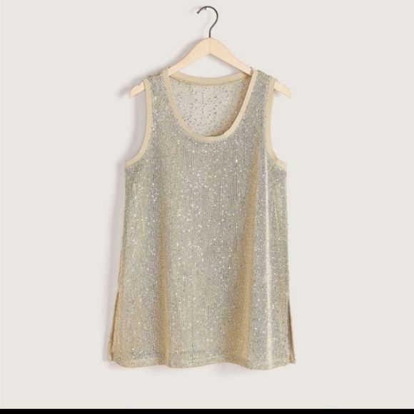Love & Legend Sleeveless Knit Sweater Tank Cami Sequins - Picture 1 of 4